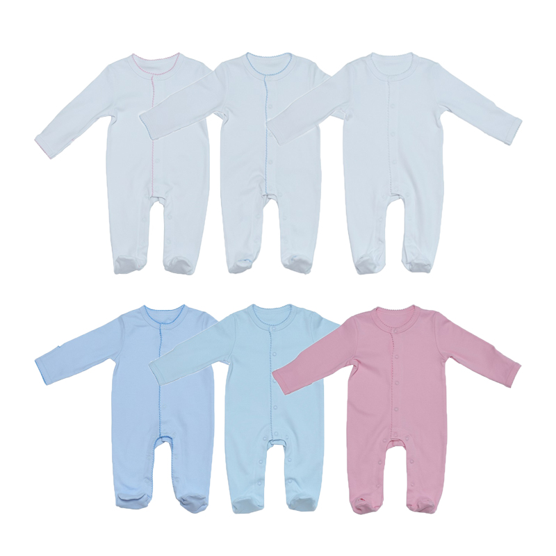 Picot Trim New Born Coming Home Outfits Babies Onesie Romper Set