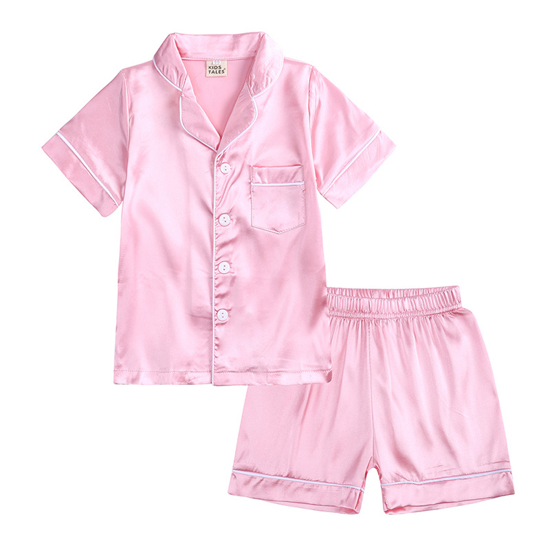 Soft Satin Kids’ Short Sleeve & Shorts Pajamas Set